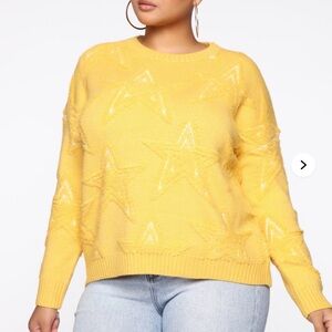 Fashion Nova Bright Yellow Star Sweater